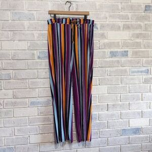 Feathers multi color stripe soft drawstring lounge pants sz xl